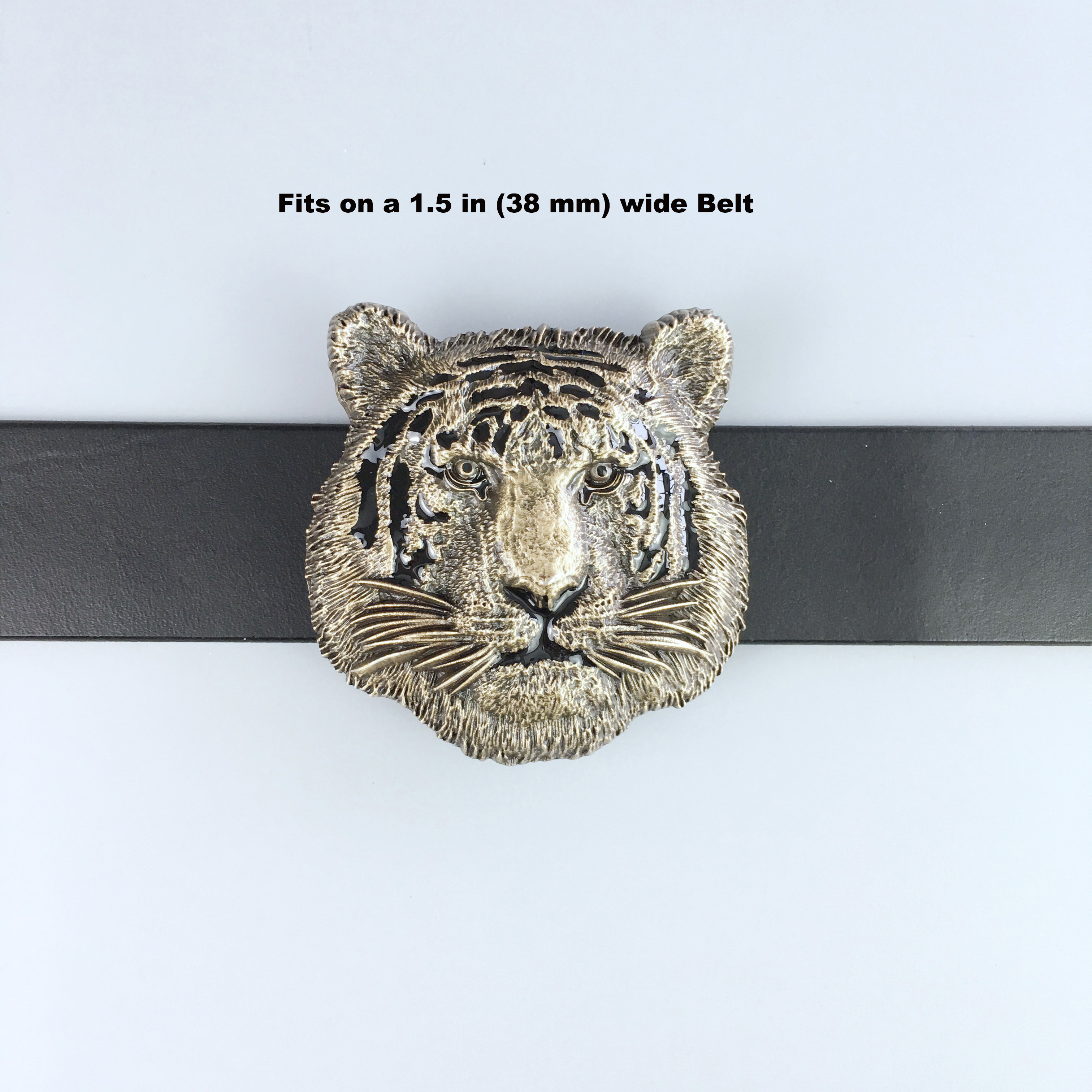 JEAN'S FRIEND Vintage Bronze Plated King of Animal Tiger Wildlife Belt Buckle