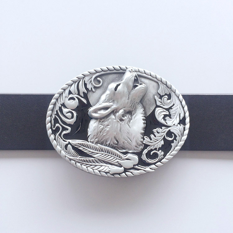 Black Enamel Western Wildlife Belt Buckle