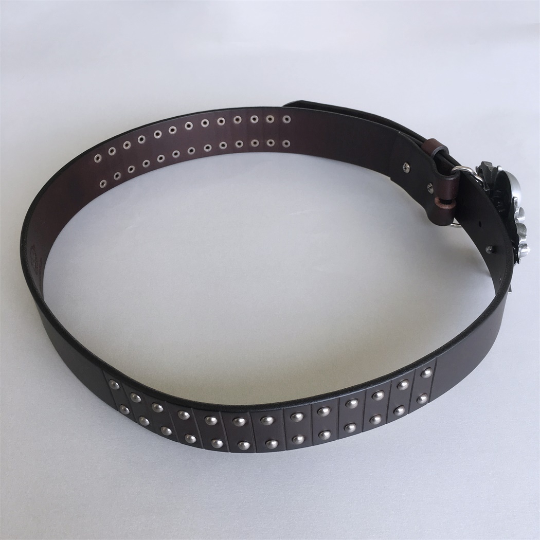 New Leather Belt | Emo Gothic Skull Brown Studded Genuine Leather Belt BELT-006BW-SK015