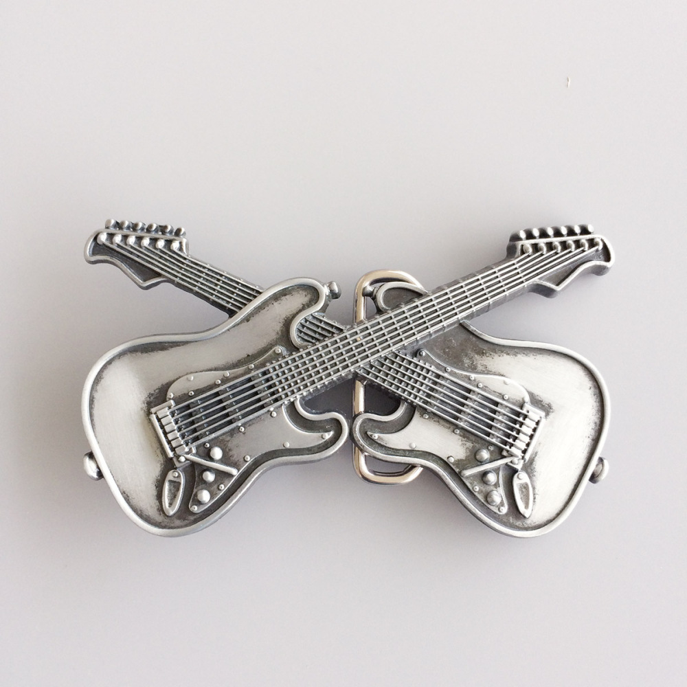Vintage Cross Double Guitars Music Belt Buckle Gurtelschnalle Boucle de ceinture