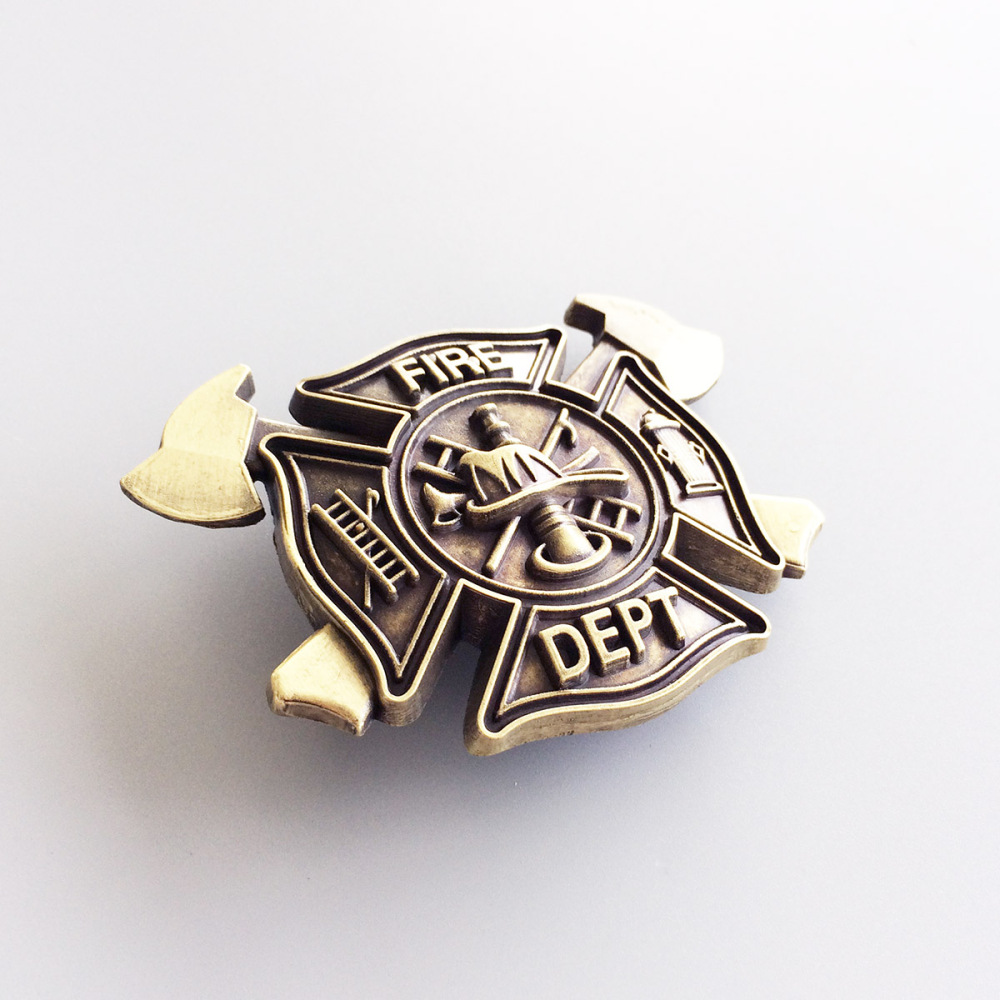 Antique Bronze Plated Cross FD Fire Firefighter Belt Buckle