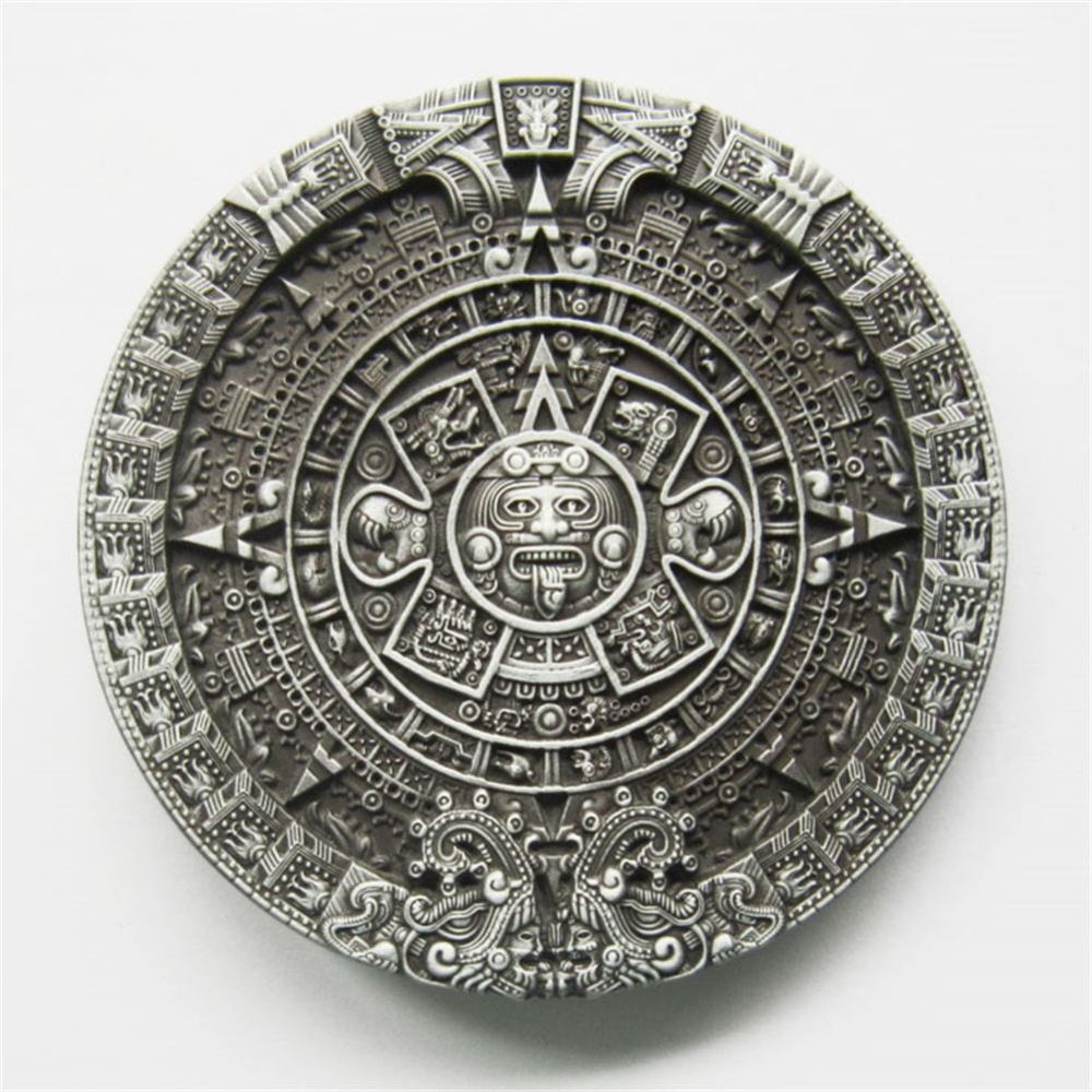 Vintage Style Aztec Calendar Round Belt Buckle for Men