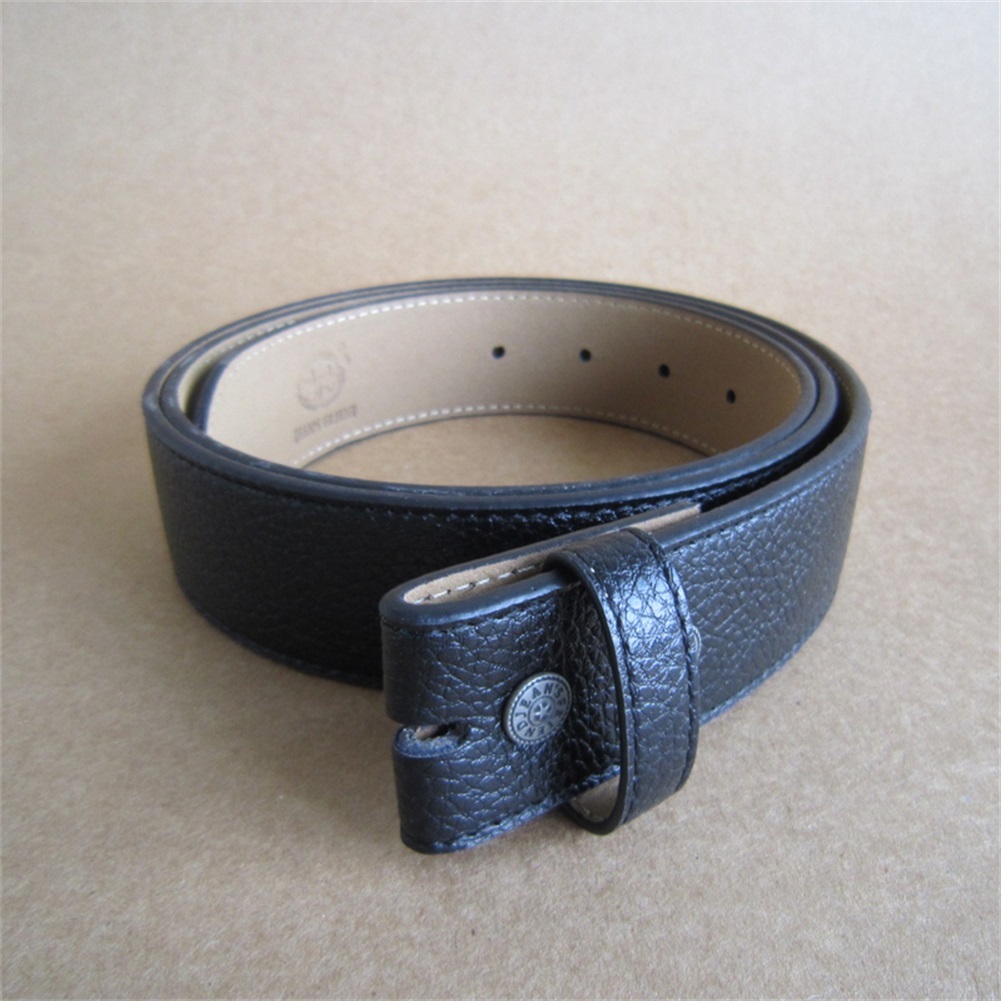 Black PU Imitate Leather Belt Solid Heavy PU Snap On Belt Gurtel
