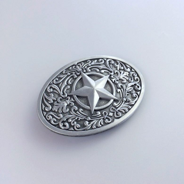 Vintage Style Southwest Western Star Oval Belt Buckle