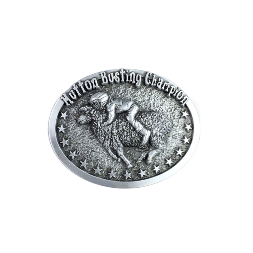 Antique Silver Mutton Busting Cowboy Cowgirl Wildlife Belt Buckle also Stock in the US BUCKLE-WT106AS