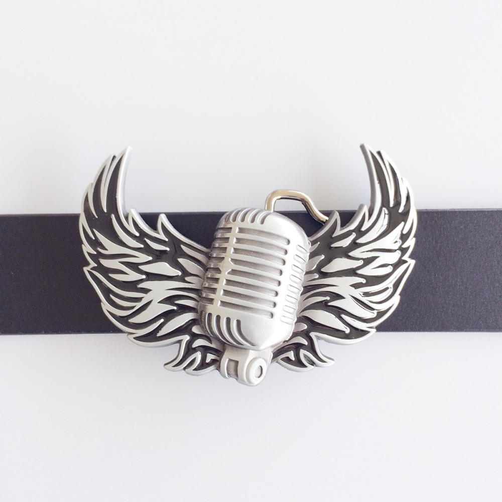 Vintage Microphone Flying Wings Rock Music Belt Buckle Gurtelschnalle Boucle de ceinture