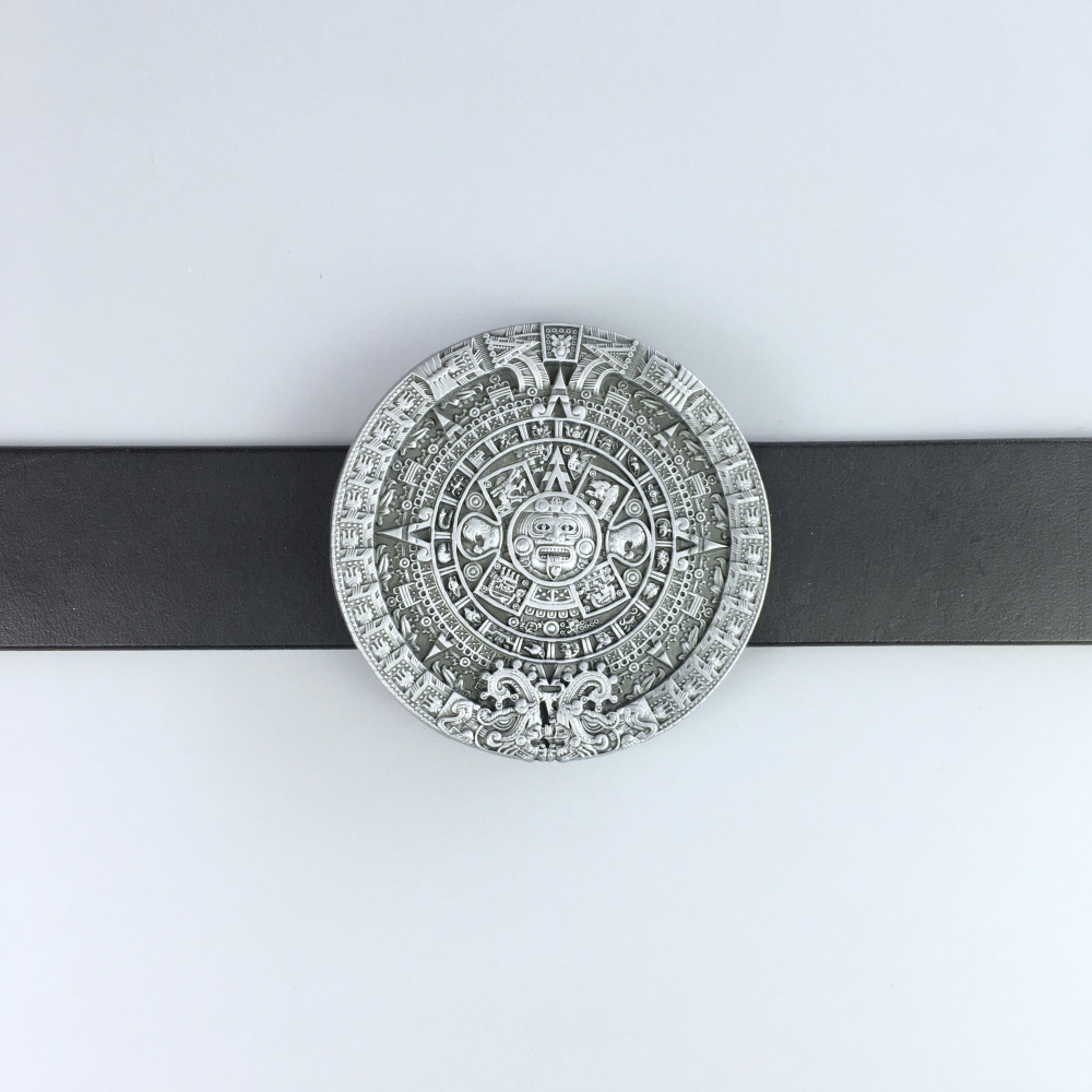 Vintage Style Aztec Calendar Round Belt Buckle for Men