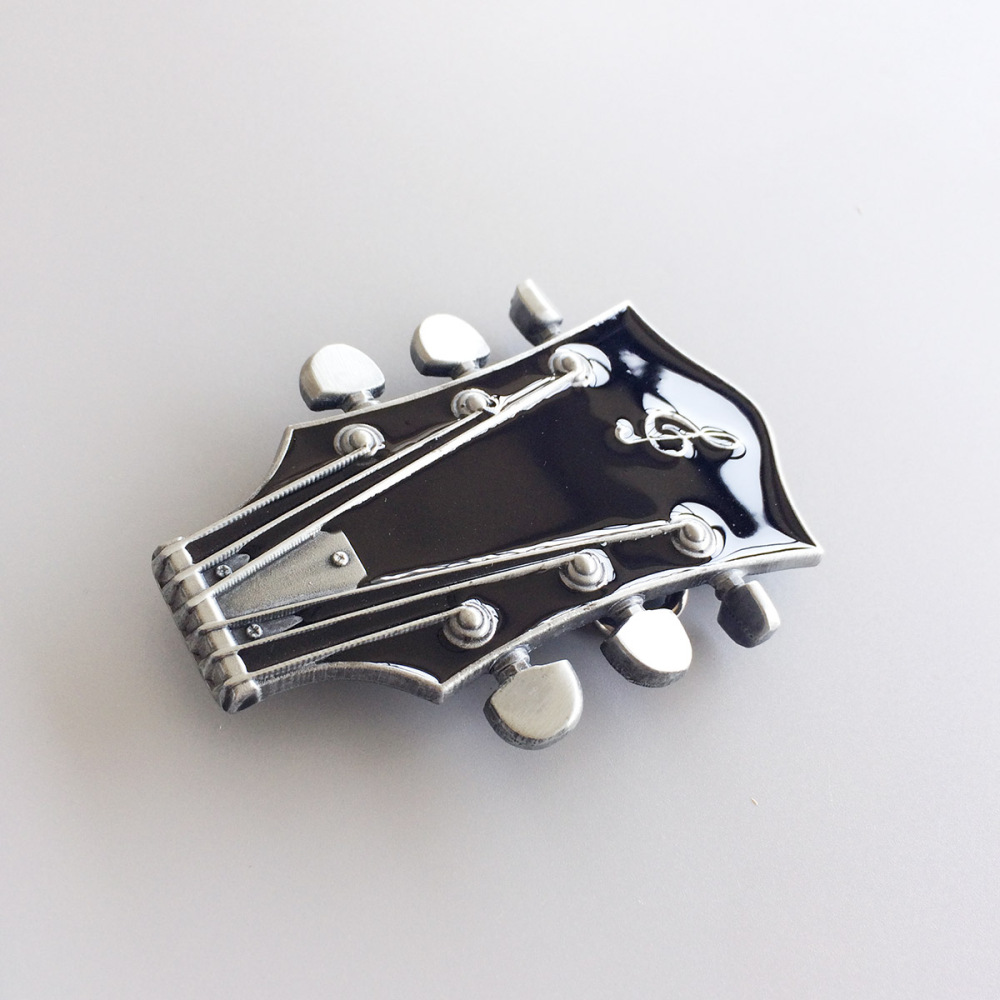Vintage Black Enamel Guitar Music Belt Buckle Gurtelschnalle Boucle de ceinture