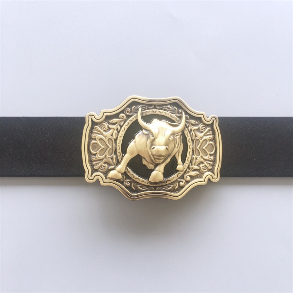 Western Rodeo Bull Solid Brass Belt Buckle BUCKLE-BS008