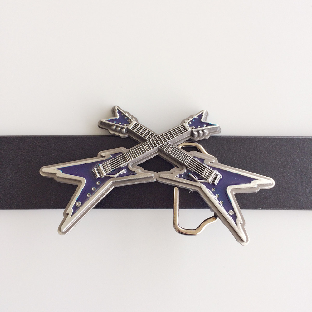 Vintage Blue Enamel Cross Electric Guitar Belt Buckle Gurtelschnalle Boucle de ceinture