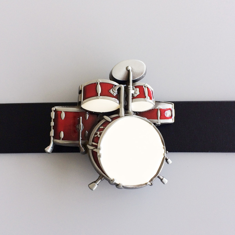 Vintage Drum Kit Red Enamel Music Belt Buckle Gurtelschnalle Boucle de ceinture