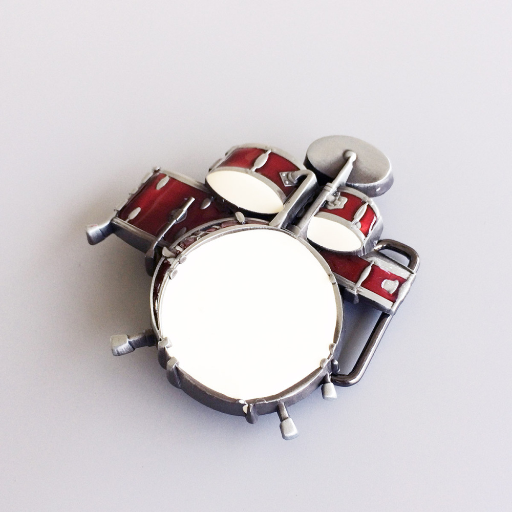 Vintage Drum Kit Red Enamel Music Belt Buckle Gurtelschnalle Boucle de ceinture
