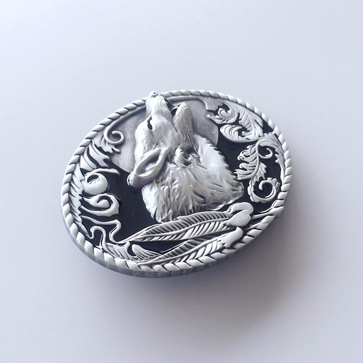 Black Enamel Western Wildlife Belt Buckle