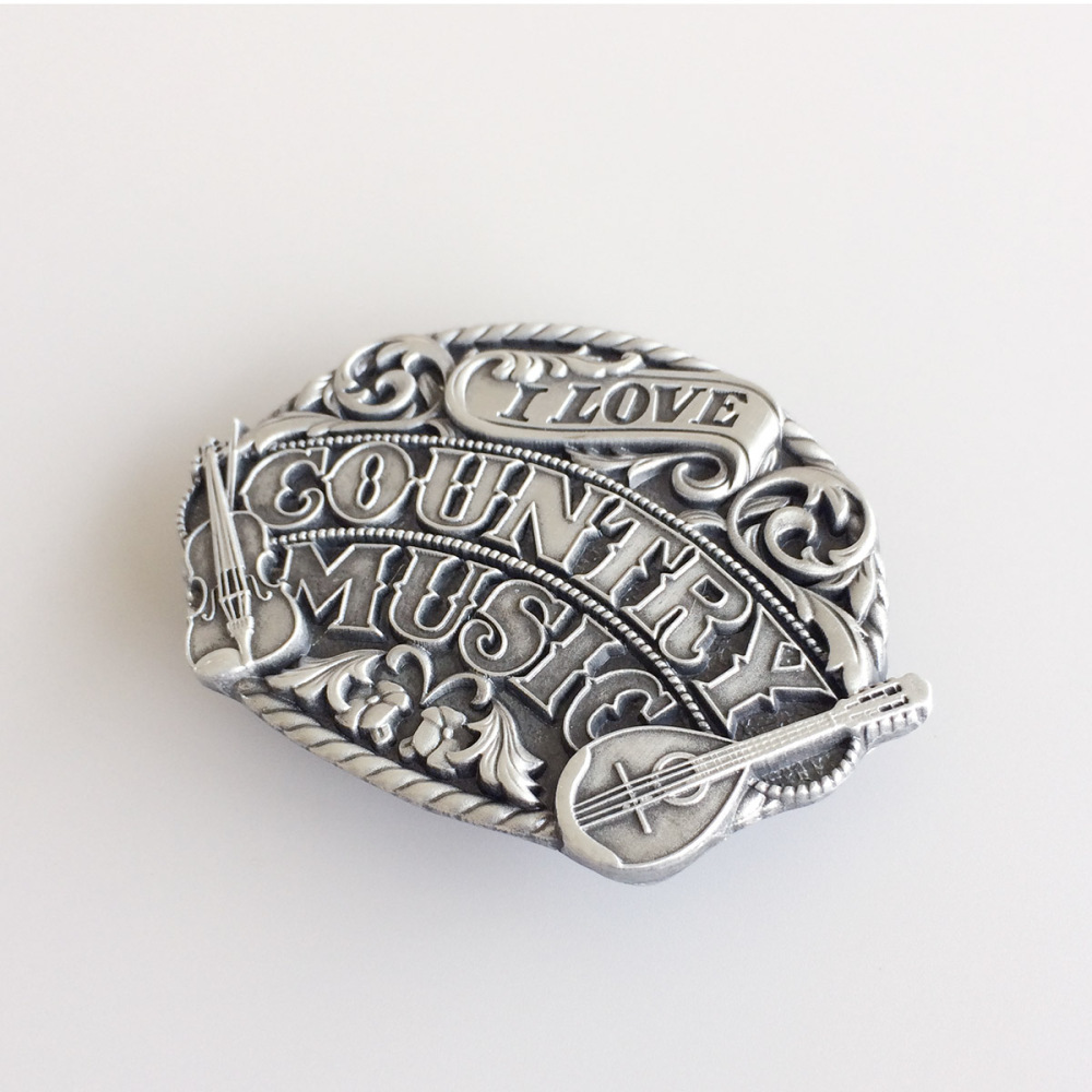 Tattoo Skull Country Music Guitar Belt Buckle