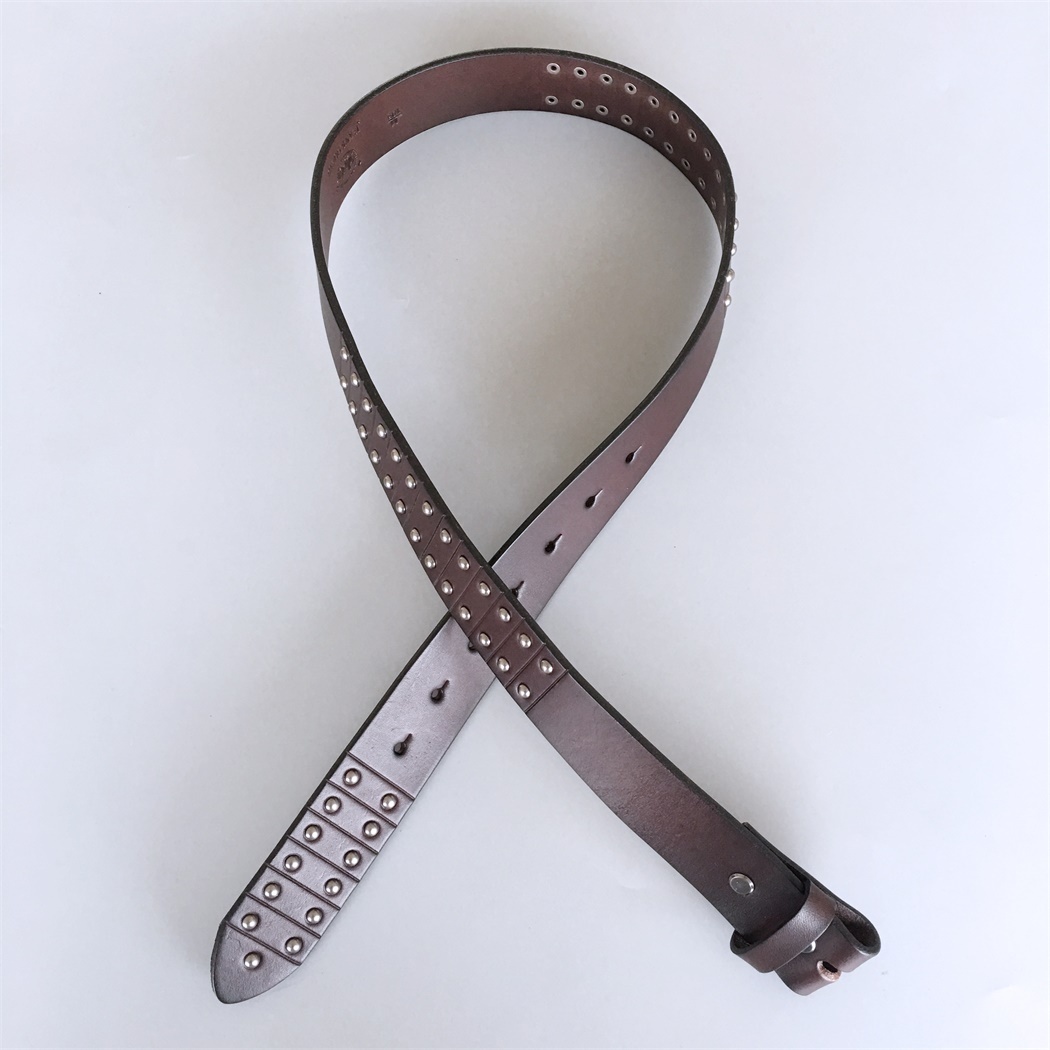 Nails Studded Dark Coffee Color Genuine Leather Belt Solid Real Leather Belt Gurtel BELT1-006BW