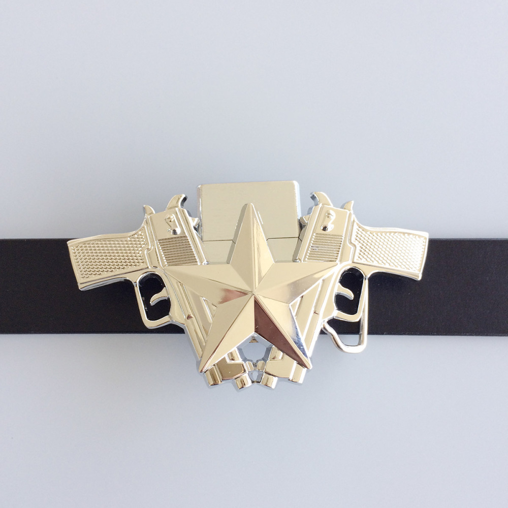 Bright Silver Star Large Western Belt Buckle