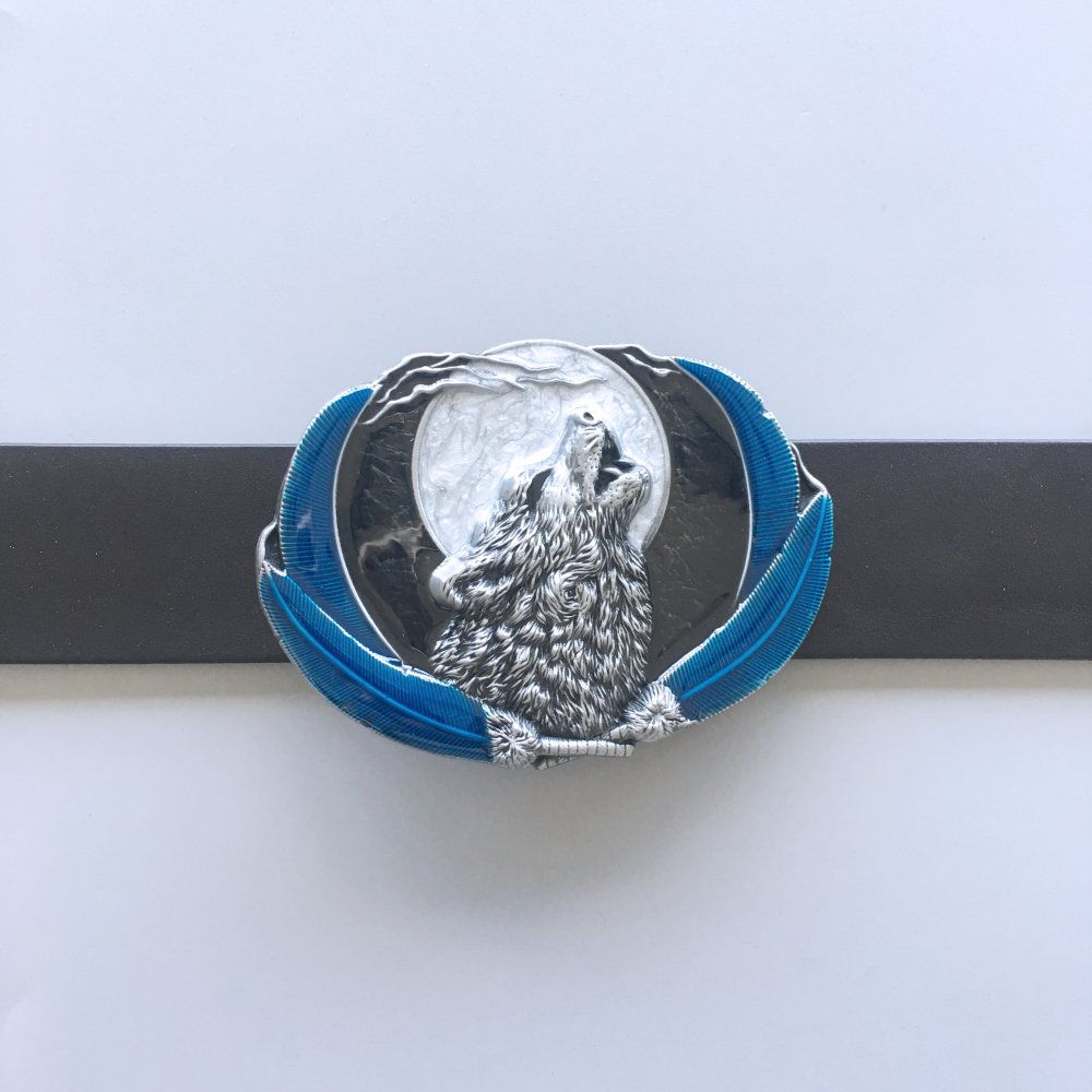Vintage Style Enamel Western Moon Oval Belt Buckle