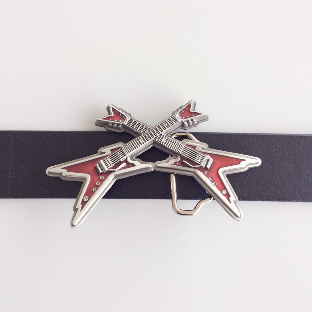 Vintage Red Enamel Cross Electric Guitar Belt Buckle Gurtelschnalle Boucle de ceinture