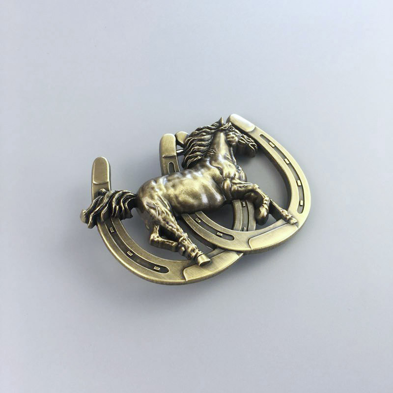 Horse Horseshoe Western Wildlife Belt Buckle