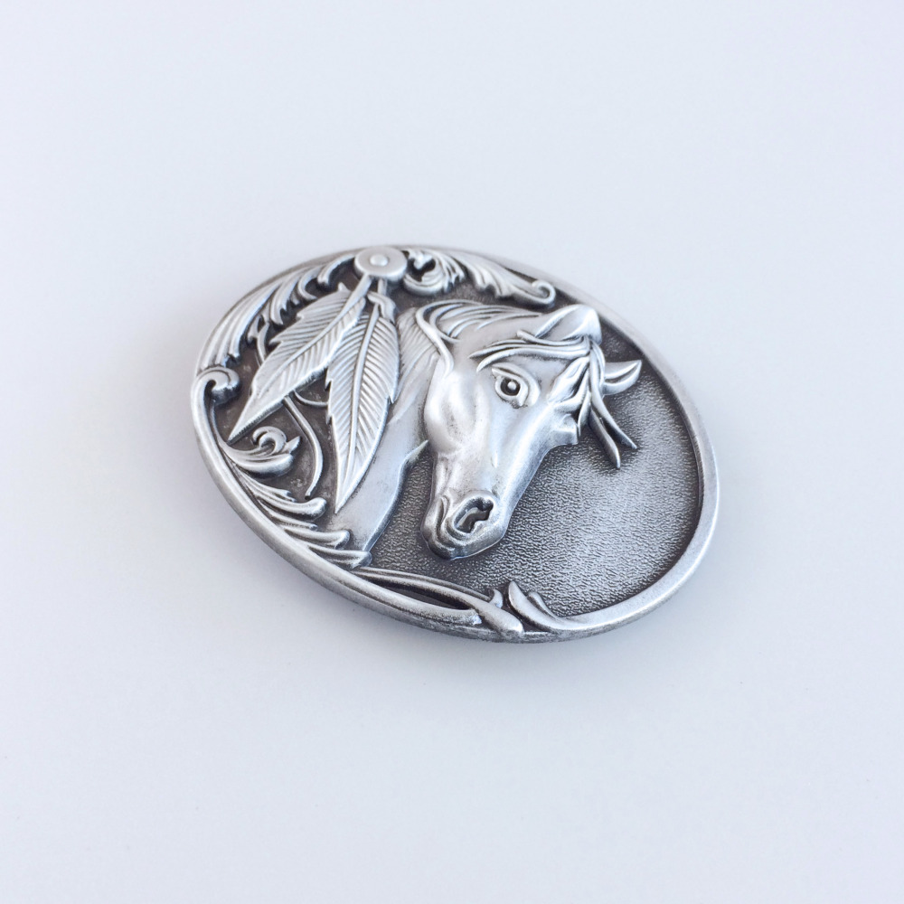 Vintage Rodeo Horse Head Western Oval Belt Buckle Gurtelschnalle Boucle de ceinture