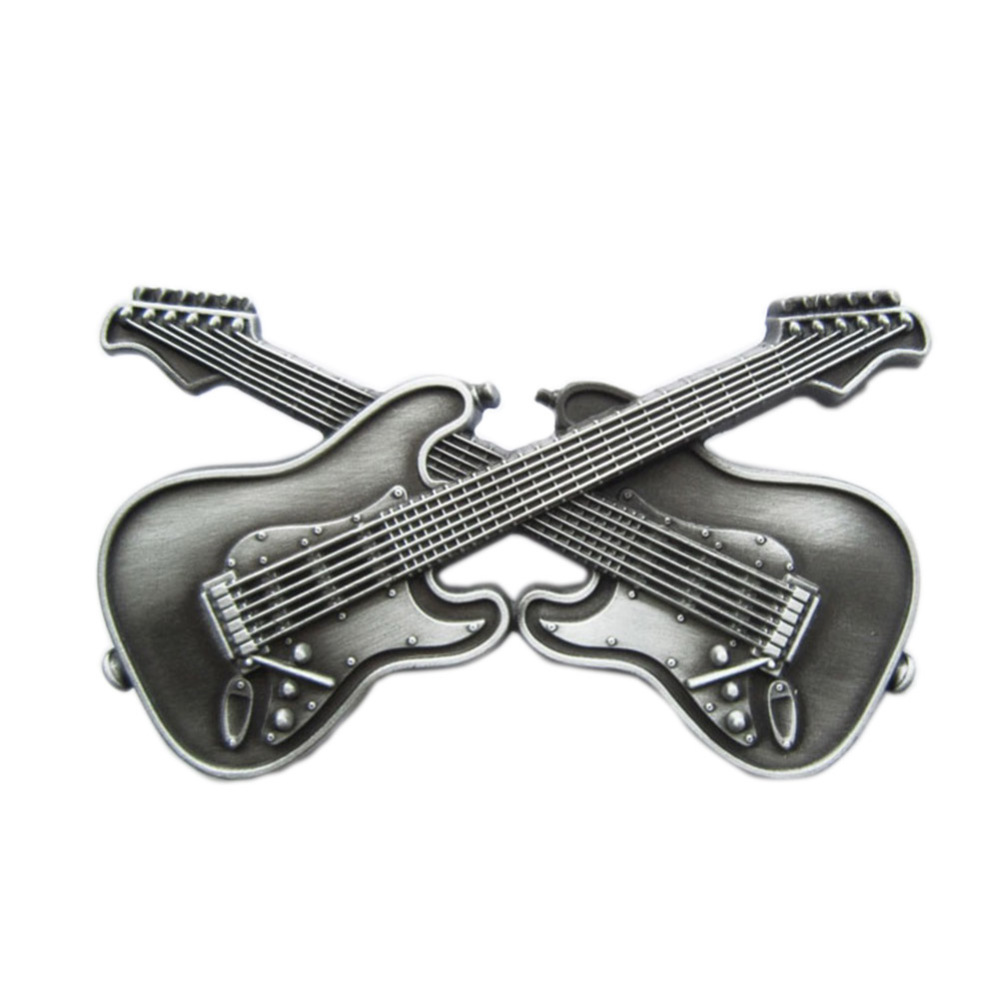 Vintage Cross Double Guitars Music Belt Buckle Gurtelschnalle Boucle de ceinture