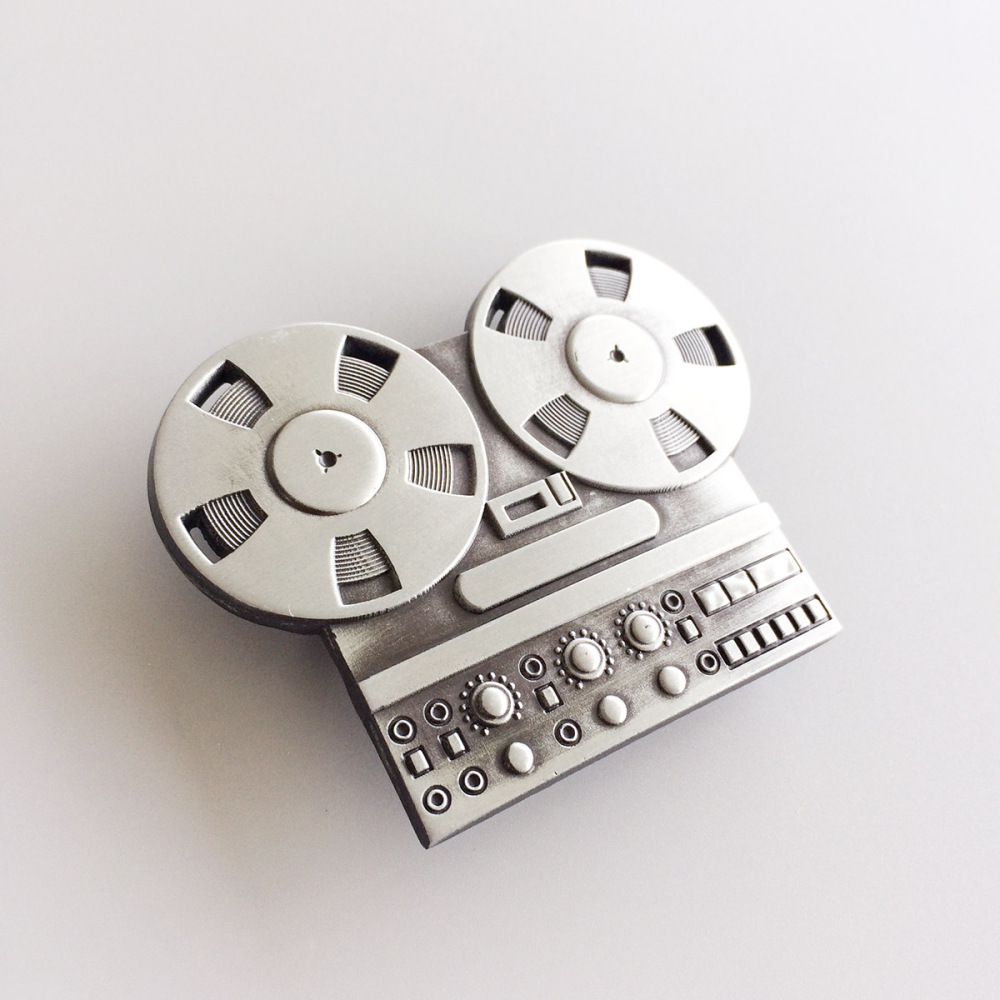 Antique Silver Tape Recorder Player Music Belt Buckle Boucle de ceinture