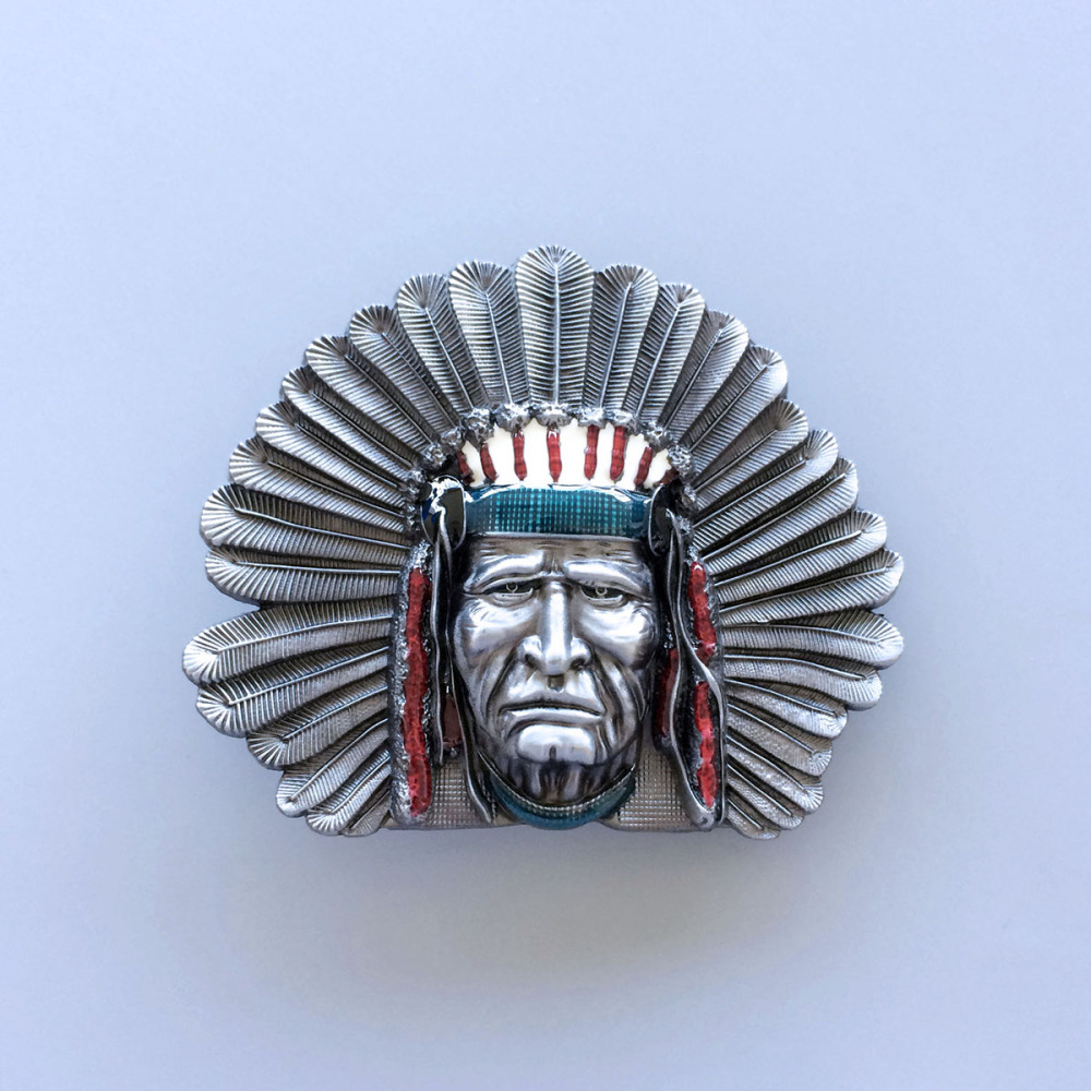 New Vintage Western Chief Enamel Belt Buckle Gurtelschnalle Boucle de ceinture BUCKLE-WT003