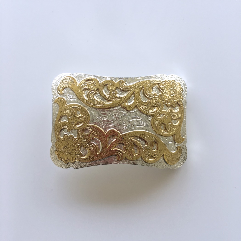 Double Plated Color Western Flower Cowboy Cowgirl Solid Brass Belt Buckle BUCKLE-BS013SG