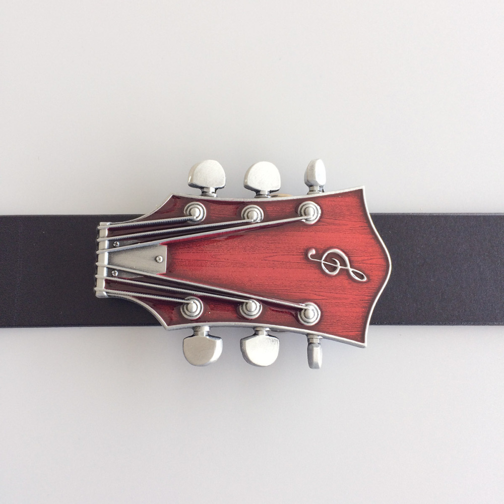 Vintage Red Enamel Guitar Music Belt Buckle Gurtelschnalle Boucle de ceinture