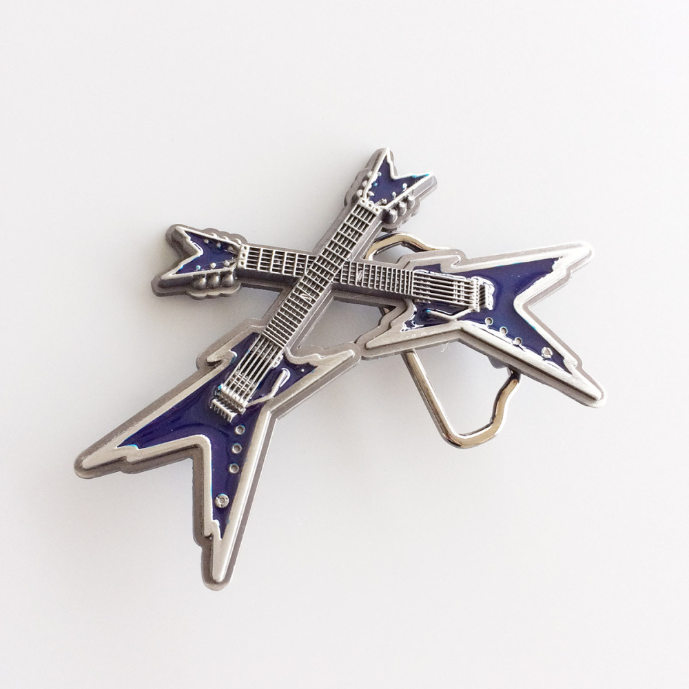 Vintage Blue Enamel Cross Electric Guitar Belt Buckle Gurtelschnalle Boucle de ceinture