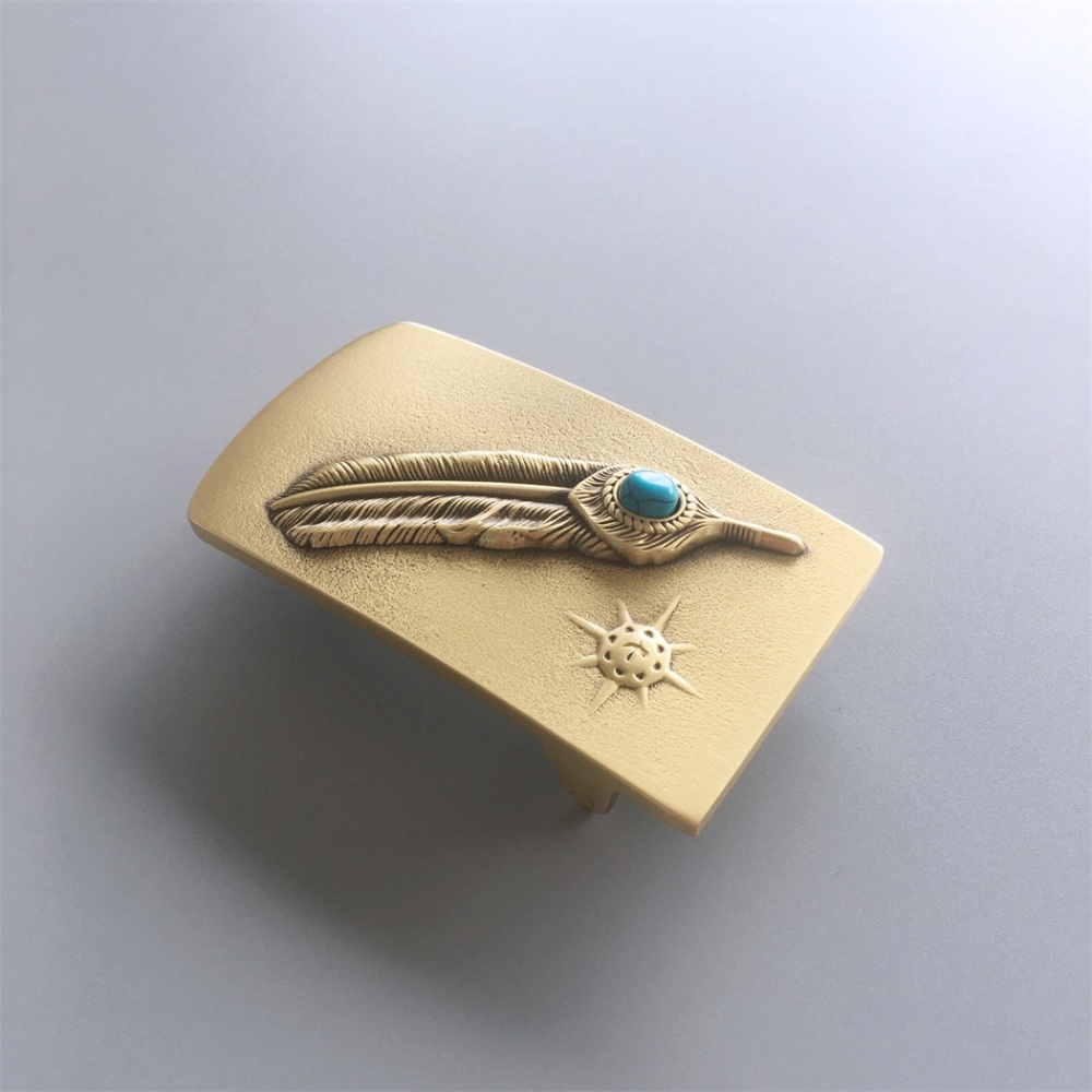 New Stone Sun Solid Brass Belt Buckle BUCKLE-BT002