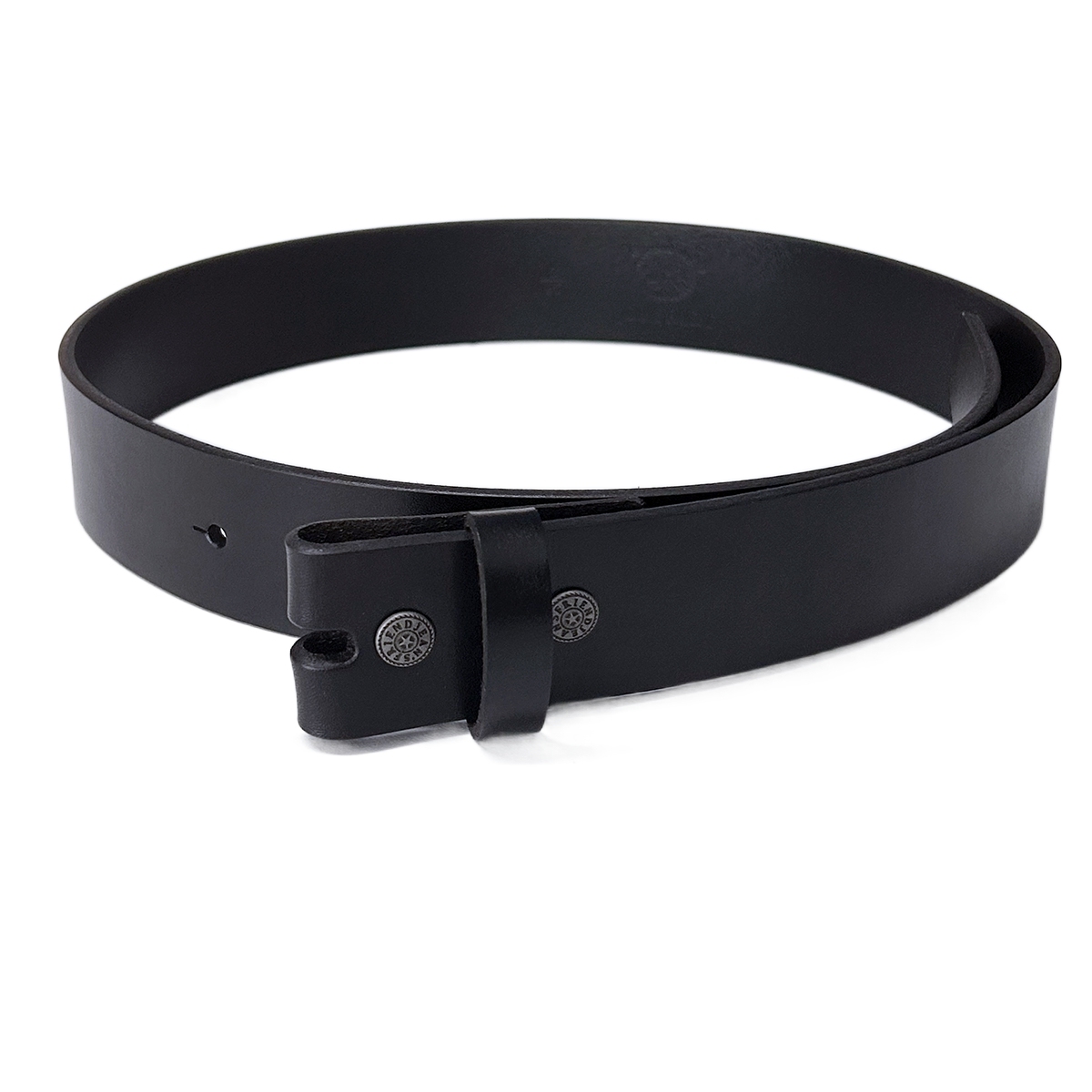 Solid Black Genuine Leather Belt Brass Snap On Belt BELT1-014BKN