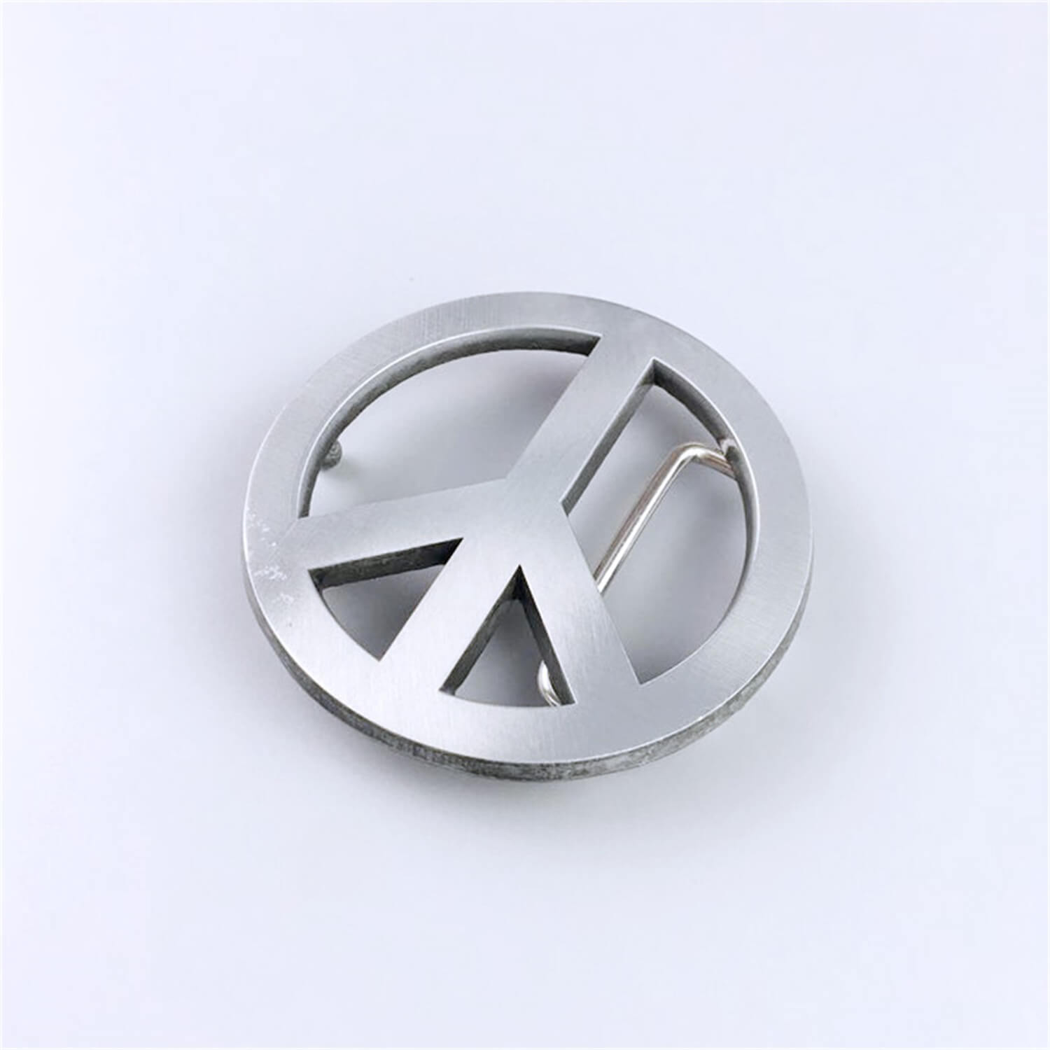 Antique Silver Peace Symbol Love Sign Belt Buckle for Men
