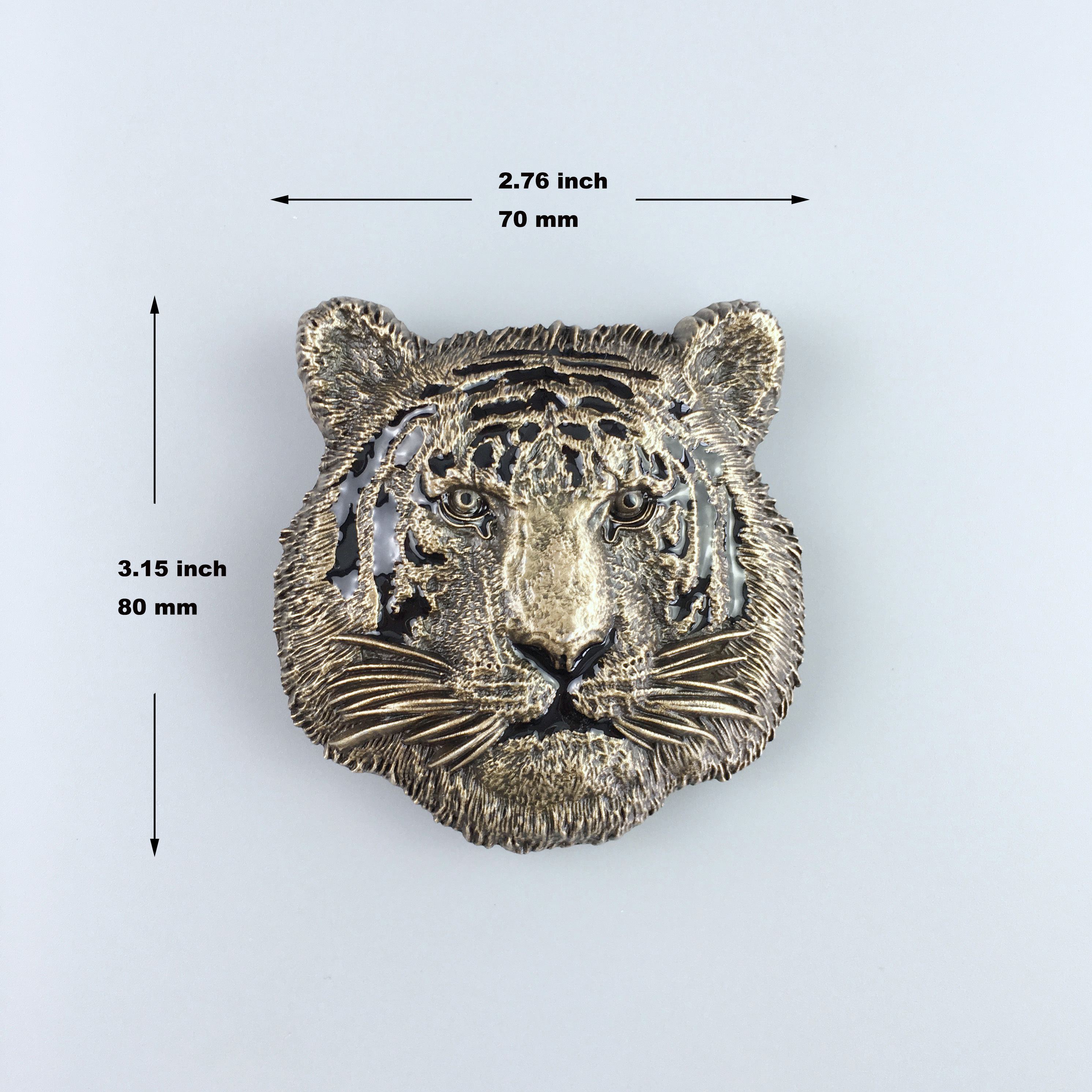 JEAN'S FRIEND Vintage Bronze Plated King of Animal Tiger Wildlife Belt Buckle