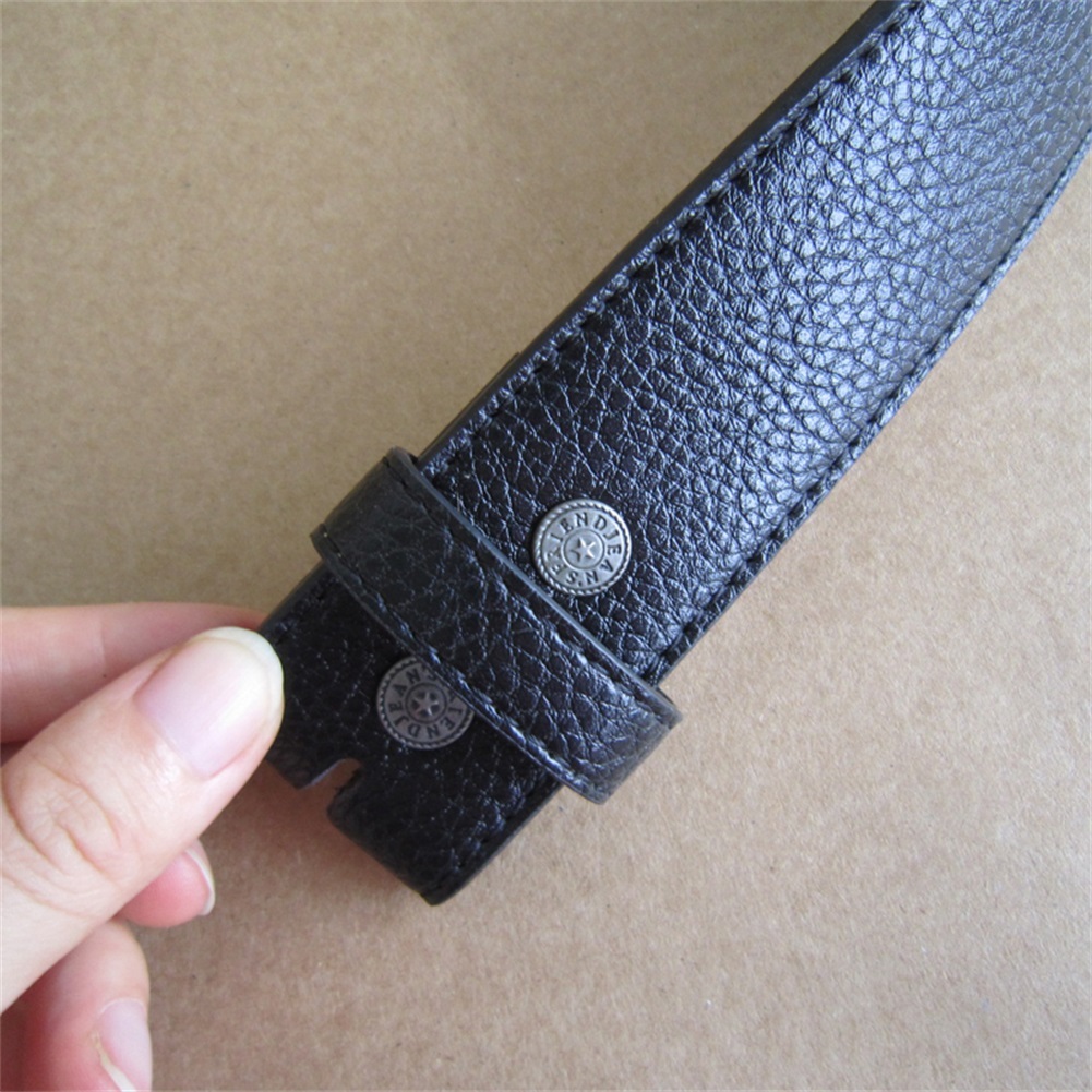 Black PU Imitate Leather Belt Solid Heavy PU Snap On Belt Gurtel