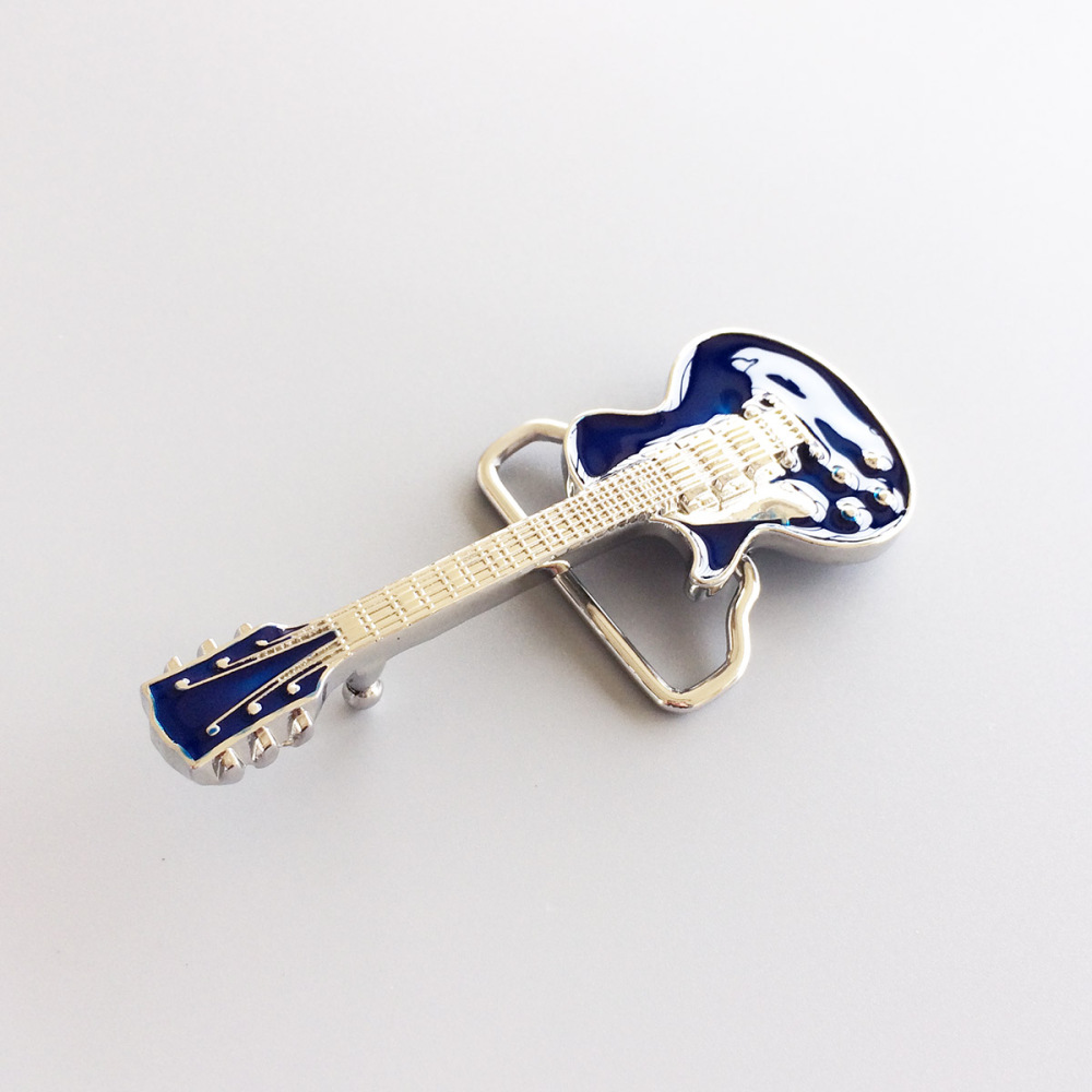 Bright Silver Blue Enamel Electric Guitar Music Belt Buckle Gurtelschnalle Boucle de ceinture BUCKLE-MU046BL