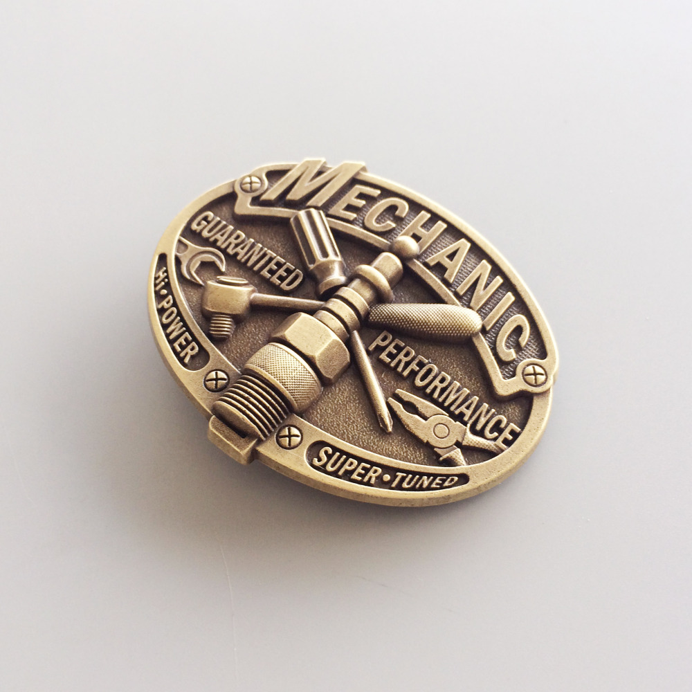 Vintage Bronze Plated Mechanic Trades Tradesman Belt Buckle