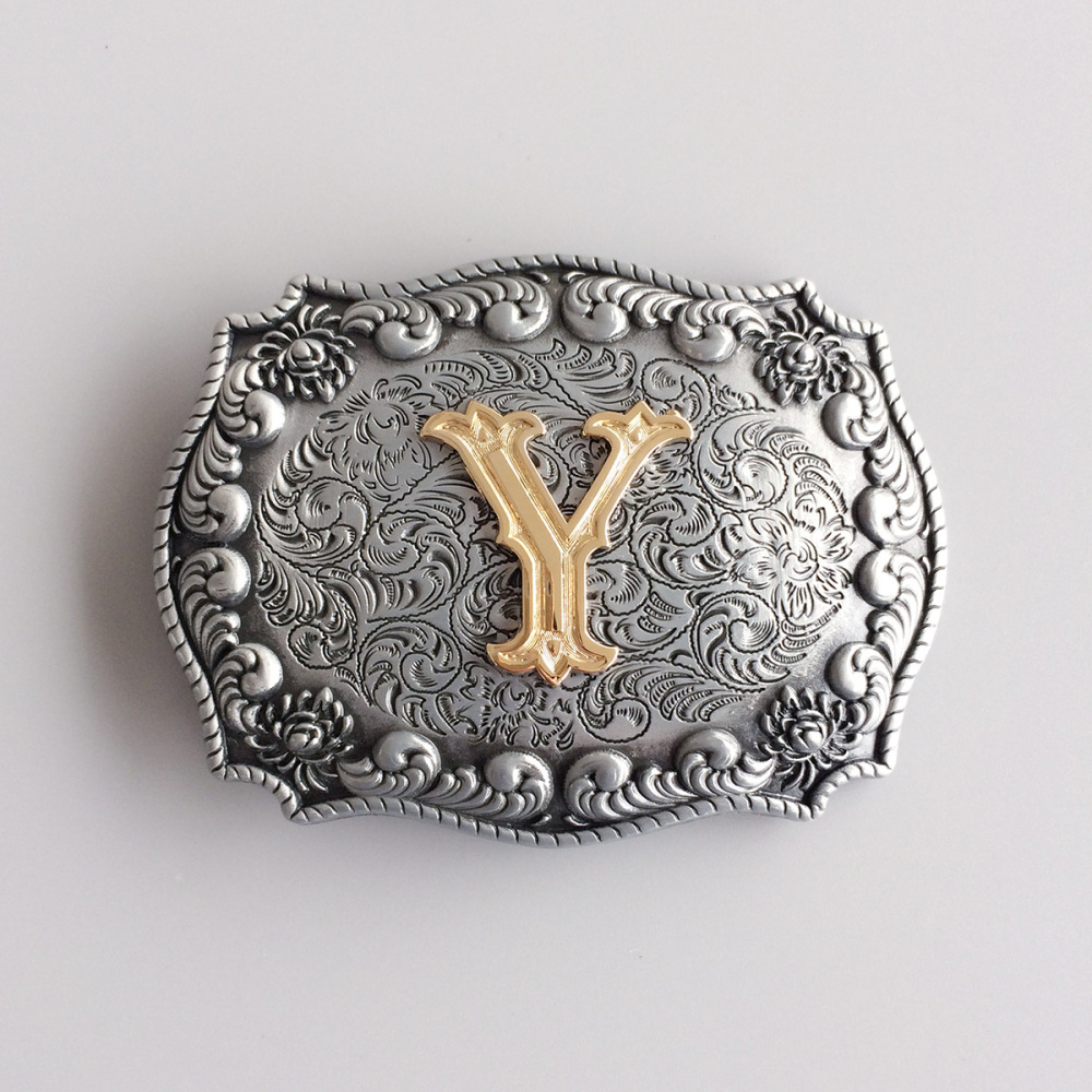 Initial Letter Y Western Style Cowboy Cowgirl Belt Buckle BUCKLE-LE010Y