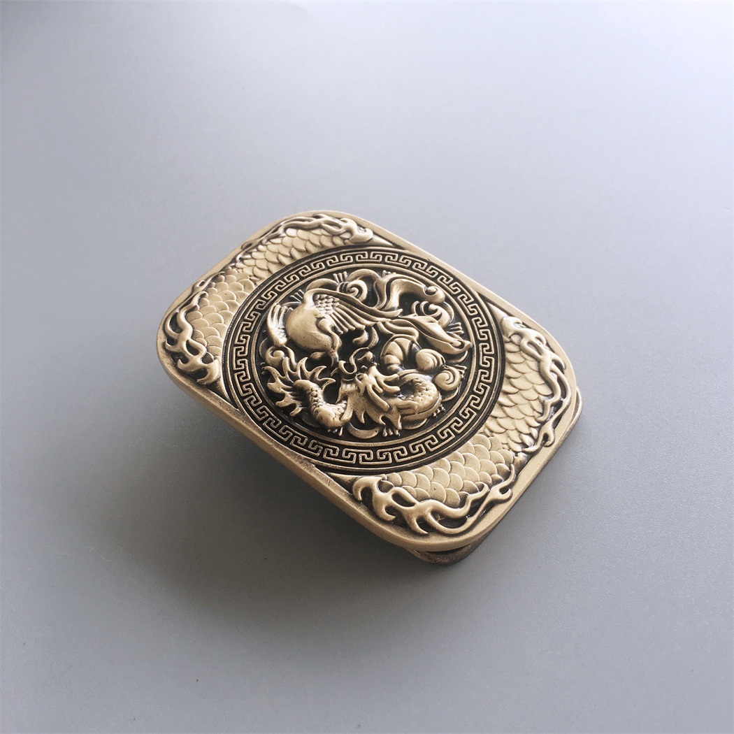 New Dragon Rectangle Solid Brass Belt Buckle BUCKLE-BS005
