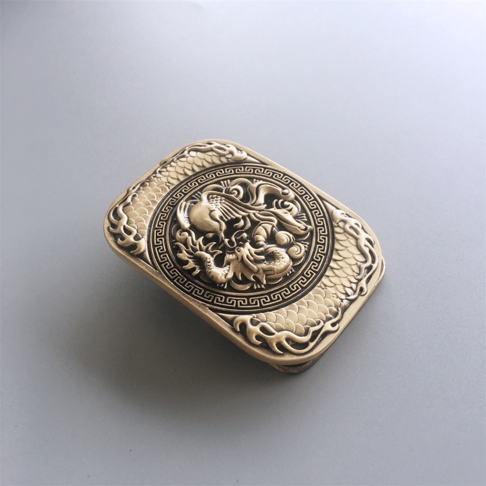New Dragon Rectangle Solid Brass Belt Buckle BUCKLE-BS005