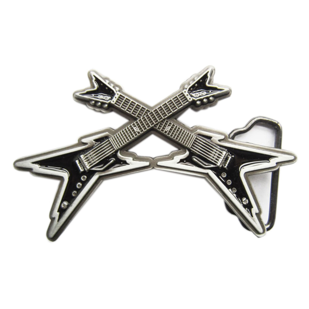 Vintage Black Enamel Cross Electric Guitar Belt Buckle Gurtelschnalle Boucle de ceinture