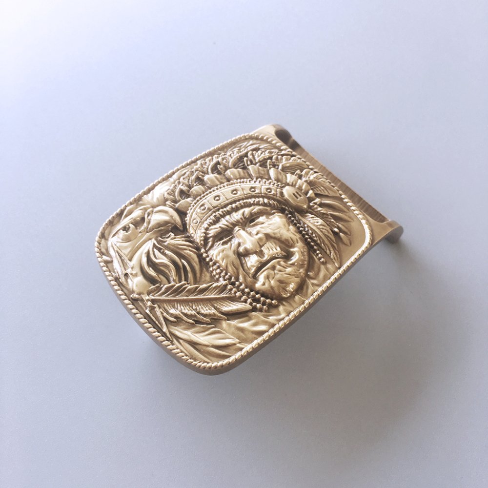 Western Eagle Chief Cowboy Solid Brass Belt Buckle BUCKLE-BS011