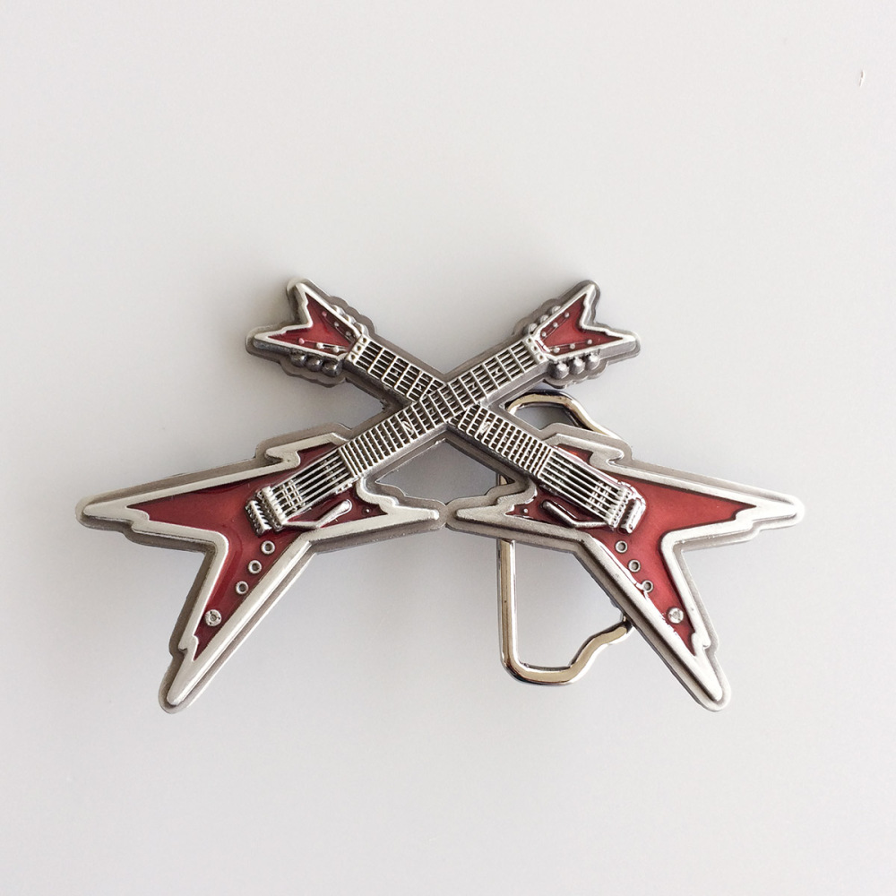 Vintage Red Enamel Cross Electric Guitar Belt Buckle Gurtelschnalle Boucle de ceinture