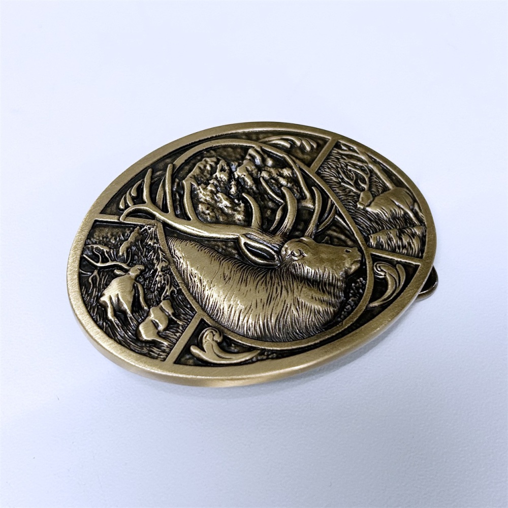Western Deer Cowboy Cowgirl Solid Brass Belt Buckle BUCKLE-BS021