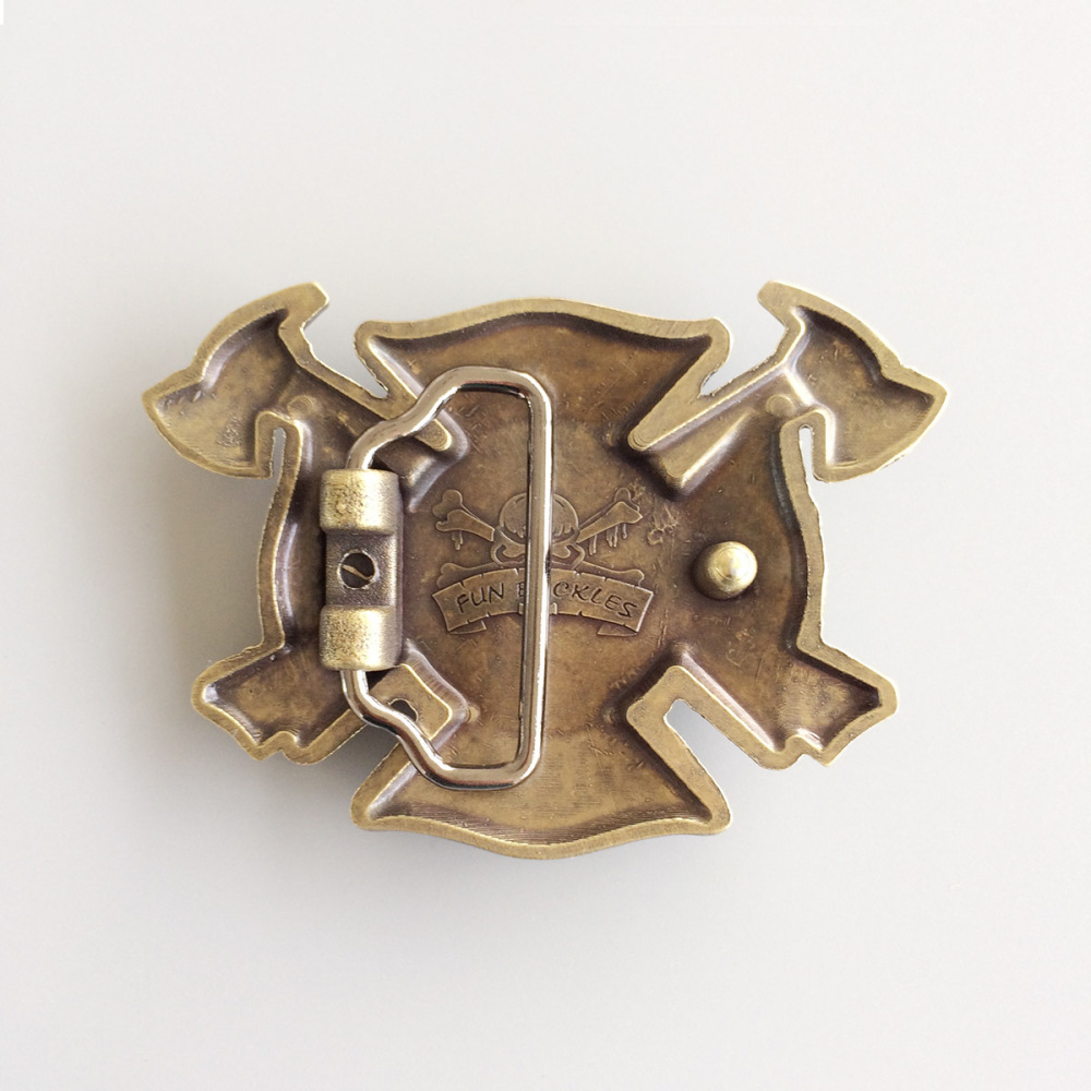 Antique Bronze Plated Cross FD Fire Firefighter Belt Buckle