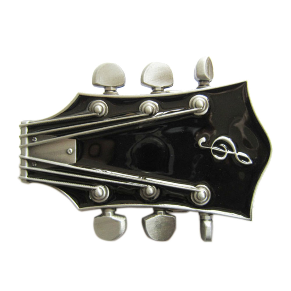 Vintage Black Enamel Guitar Music Belt Buckle Gurtelschnalle Boucle de ceinture