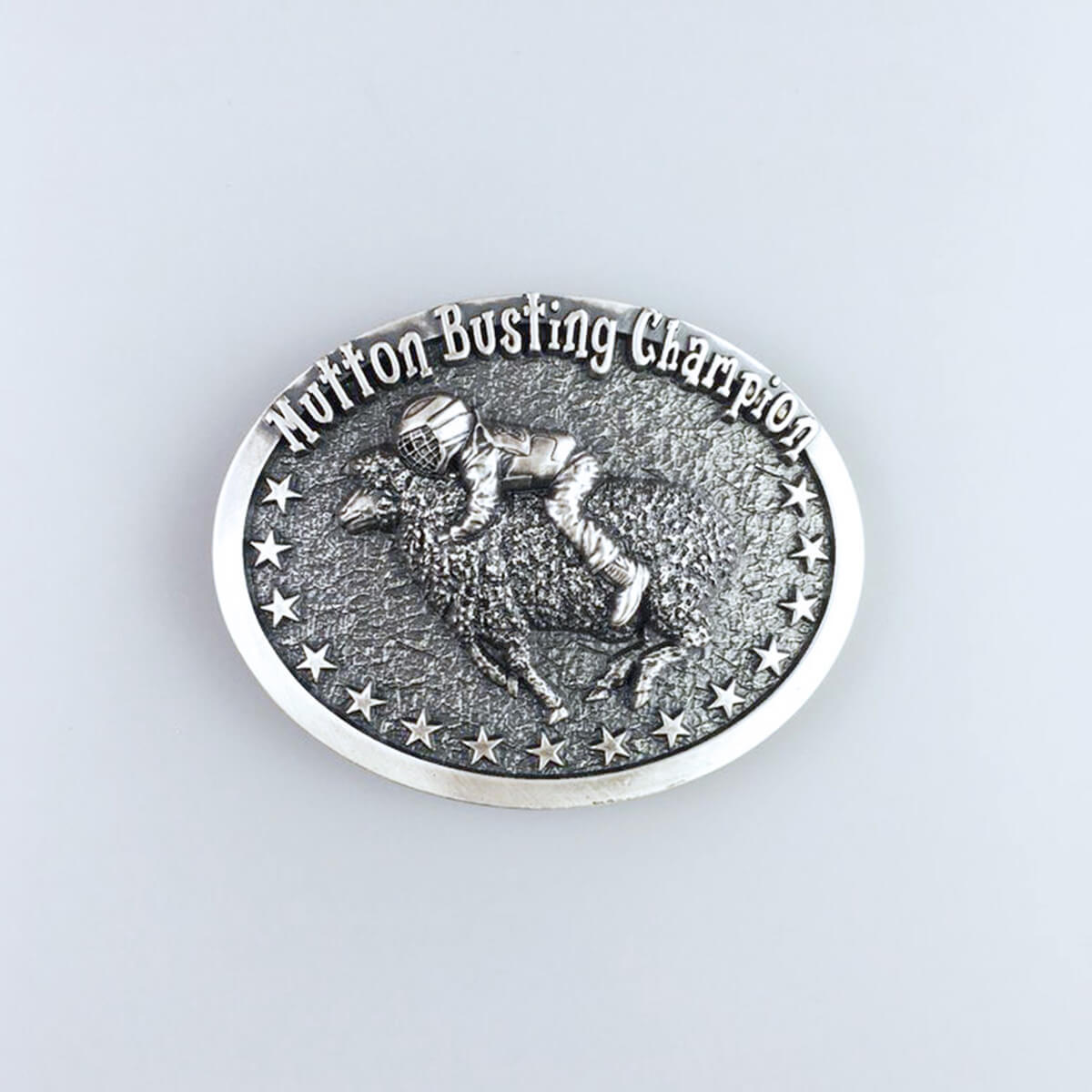 Vintage Silver Rodeo Mutton Busting Champion Western Belt Buckle