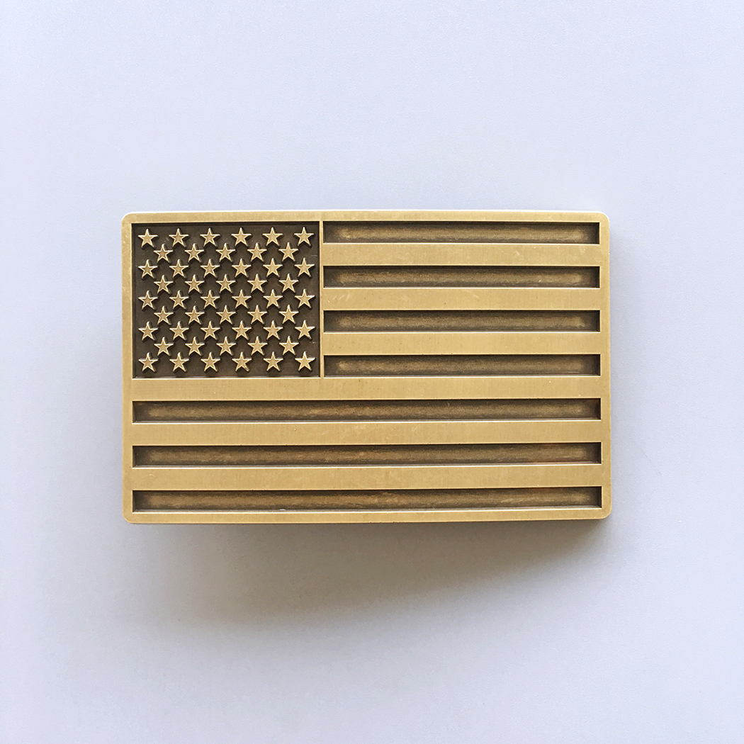 Vintage Bronze Plated American USA Flag Belt Buckle BUCKLE-FG028AB