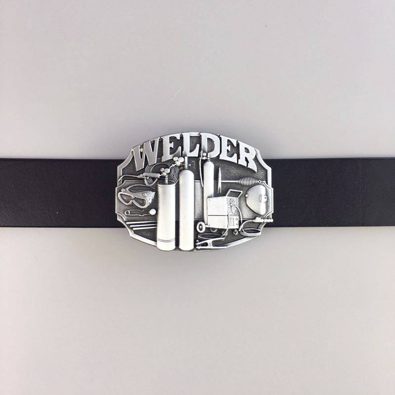 Antique Silver Welder Trades Tradesman Belt Buckle