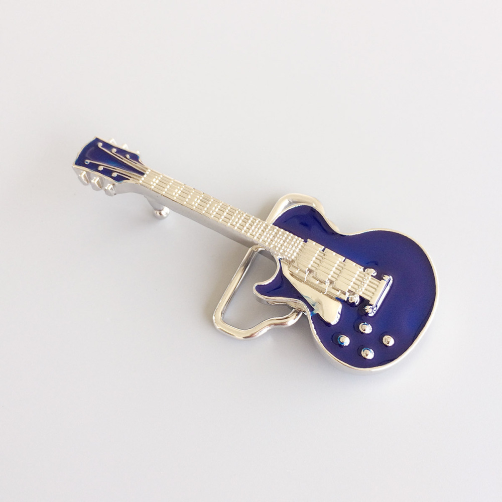 Bright Silver Blue Enamel Electric Guitar Music Belt Buckle Gurtelschnalle Boucle de ceinture BUCKLE-MU046BL